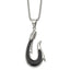 Carbon Fiber Inlay Hook Necklace in Stainless Steel, 22 Inch - Sophia Jewelers