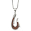 Rosewood Inlay Hook Necklace in Stainless Steel, 22 Inch - Sophia Jewelers