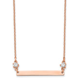 Chisel Stainless Steel Polished Rose IP-plated Bar with CZ Stars on a 16 inch Cable Chain Necklace