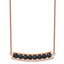 Chisel Stainless Steel Polished Rose IP-plated Bar with Black Grain Stone on a 17.5 inch Cable Chain with a 2 inch Extension Necklace