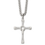 Cubic Zirconia on Cable Necklace in Stainless Steel, 22 Inch - Sophia Jewelers