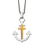 Box Chain Anchor Cross Necklace in Yellow IP-Plated Stainless Steel, 24 Inch - Sophia Jewelers