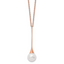 Chisel Stainless Steel Polished Rose IP-plated Imitation Pearl Pendant on a 15.75 inch with a 1 inch Extension Necklace