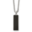 Black Onyx Inlay Rectangle Necklace in Stainless Steel, 22 Inch - Sophia Jewelers