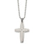 Cubic Zirconia Cross Necklace in Stainless Steel, Brushed & Polished, 22 Inch - Sophia Jewelers