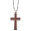 Wood Inlay Cross Necklace in Stainless Steel, 22 Inch - Sophia Jewelers