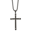 Chisel Stainless Steel Polished and Textured Black IP-plated Cross Pendant on a 24 inch Ball Chain Necklace - Sophia Jewelers