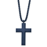 Chisel Stainless Steel Brushed and Polished Grey IP-plated Cross Pendant on a 24 inch Box Chain Necklace