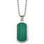 Chisel Stainless Steel Polished with Malachite Inlay Dog Tag on a 22 inch Ball Chain Necklace