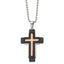 Carbon Fiber Cross Necklace in Rose IP-Plated Stainless Steel, 22 Inch - Sophia Jewelers