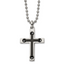 Center Cross Necklace in Black IP-Plated Stainless Steel, 22 Inch - Sophia Jewelers