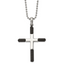 Screw Accents Cross Necklace in Black IP-Plated Stainless Steel, 22 Inch - Sophia Jewelers