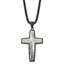 Chisel Stainless Steel Polished and Textured Black IP-plated Cross Pendant on a 24 inch Box Chain Necklace - Sophia Jewelers