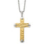 Ridged Striped Cross Necklace in Yellow IP-Plated Stainless Steel, 22 Inch - Sophia Jewelers