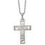 Chisel Stainless Steel Brushed Polished and Textured with CZ Cutout Cross Pendant on a 22 inch Ball Chain Necklace