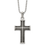 Chisel Stainless Steel Antiqued and Polished Chain Design Cross Pendant on a 22 inch Ball Chain Necklace