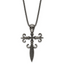Chisel Stainless Steel Antique White Bronze-plated with CZ Cross and Skull Pendant on a 24 inch Box Chain Necklace