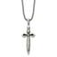 Chisel Stainless Steel Antiqued and Polished Cross/Sword Pendant on a 24 inch Box Chain Necklace