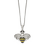 Chisel Stainless Steel Polished and Enameled with Preciosa Crystal Bee Pendant on a 17.75 inch Cable Chain with 2 inch Extension Necklace