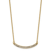 Chisel Stainless Steel Polished Yellow IP-plated Preciosa Crystal Curved Bar on a 17.75 inch Cable Chain with a 2 inch Extension Necklace