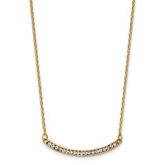 Chisel Stainless Steel Polished Yellow IP-plated Preciosa Crystal Curved Bar on a 17.75 inch Cable Chain with a 2 inch Extension Necklace