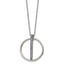 Stainless Steel Polished Purple Preciosa Crystal With 2 Inch Extention. Necklace