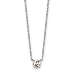 Chisel Stainless Steel Polished Glass Pendant on a 16 inch Cable Chain with a 2 inch Extension Necklace