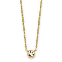 Chisel Stainless Steel Polished Yellow IP-plated Glass Pendant on a 16 inch Cable Chain with a 2 inch Extension Necklace