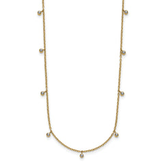 Chisel Stainless Steel Polished Yellow IP-plated Clear Crystal 17.5 inch with 2 inch Extension Necklace