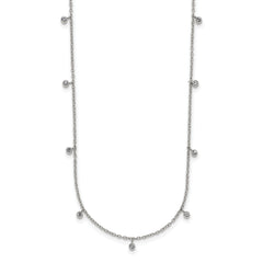 Chisel Stainless Steel Polished Clear Crystal 17.5 inch with 2 inch Extension Necklace