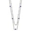 Chisel Stainless Steel Polished 2-Strand Blue Crystal Beaded 16 inch with 1 inch Extension Necklace