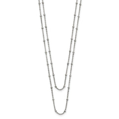 Chisel Stainless Steel Polished 2-Strand Beaded 16 inch with 1 inch Extension Necklace
