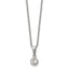 Chisel Stainless Steel Polished Crystal Pendant on a 16 inch Cable Chain with a 2 inch Extension Necklace