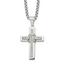 Men's Polished Cubic Zirconia Cross Stainless Steel Box Chain Necklace 3.1mm