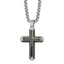 Men's Polished Cubic Zirconia Cross Stainless Steel Box Chain Necklace 3.4mm