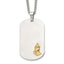 Chisel Praying Hands Dog Tag Necklace in Stainless Steel with 14K Gold Accent, Polished, 24 Inch - Sophia Jewelers