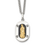Men's Polished Enamel Black Stainless Steel 10K Gold Accent Curb Chain Pendant Necklace 3mm