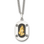 Men's Polished Praying Hands Black Enamel Stainless Steel 14K Gold Accent Curb Chain Pendant Necklace 3mm