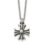 Antiqued Cross Stainless Steel Cable Chain Necklace 1.5mm 24.5in