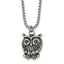 Black Enameled Owl Necklace in Stainless Steel, 24 Inch - Sophia Jewelers