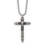 Men's Antiqued Black Crystal Cross Stainless Steel Box Chain Necklace 1.85mm