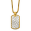 Men's Gold-Tone Brushed Dog Tag Stainless Steel Box Chain Pendant Necklace 3mm