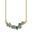Gold-Tone Polished Green Jade Stainless Steel Cable Chain Necklace 1.5mm