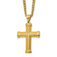 Men's Gold-Tone Polished Cross Stainless Steel Curb Chain Necklace 3mm