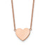 Rose-Tone Polished Heart Stainless Steel Cable Chain Pendant Necklace 1mm