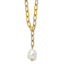 Gold-Tone Polished Freshwater Cultured Pearl Stainless Steel Cable Chain Necklace 3.8mm