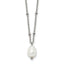 Polished Simulated Pearl Stainless Steel Cable Chain Necklace 2mm