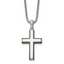 Men's Black Ion-Plated Polished Cross Stainless Steel Box Chain Necklace 2mm