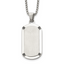 Men's Brushed and Polished Black Cubic Zirconia Dog Tag Stainless Steel Box Chain Pendant Necklace 1.8mm