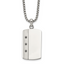 Men's Brushed and Polished Black Cubic Zirconia Dog Tag Stainless Steel Box Chain Pendant Necklace 1.8mm 20in